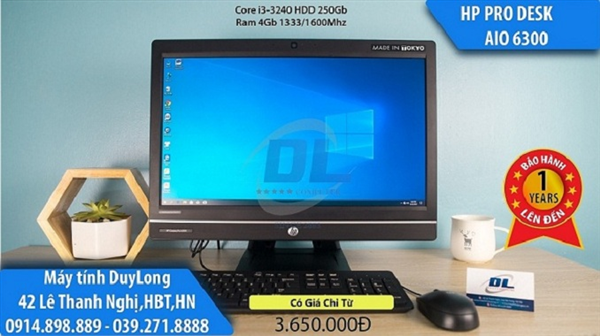 Máy tính HP AIO 6300, Core i3 3240, Dram3 8G, Màn 21,5 FHD, Ổ SDD 240G chạy nhanh
